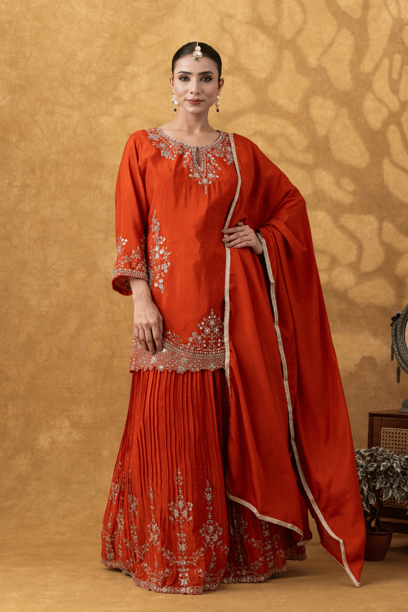 Rust Orange Skirt Ensemble