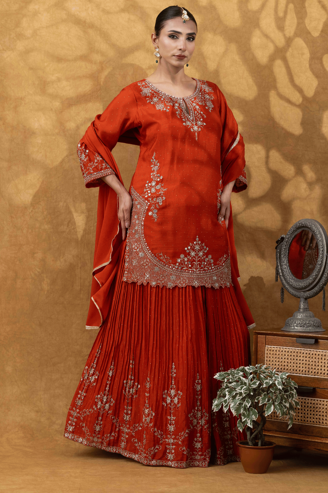 Rust Orange Skirt Ensemble