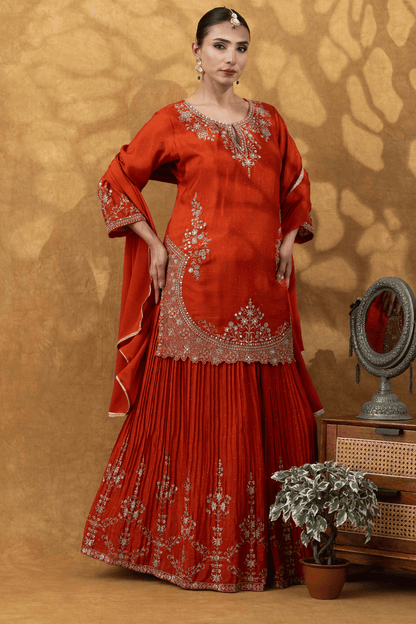 Rust Orange Skirt Ensemble