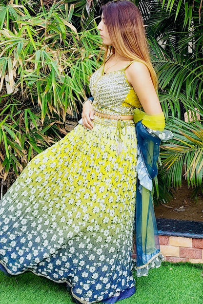 Lime green Lehenga Choli Set