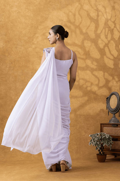 Lilac Embellished Corset Drape Saree
