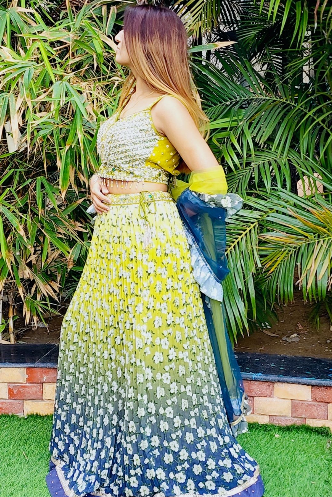 Buy Desi Weavess Yellow & Green Lehenga Choli Set with Dupatta for Women  Online @ Tata CLiQ