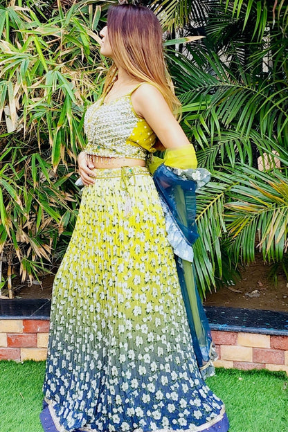 Lime green Lehenga Choli Set