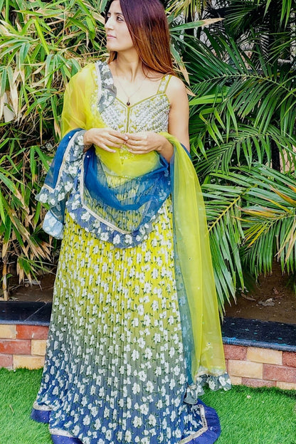 Lime green Lehenga Choli Set