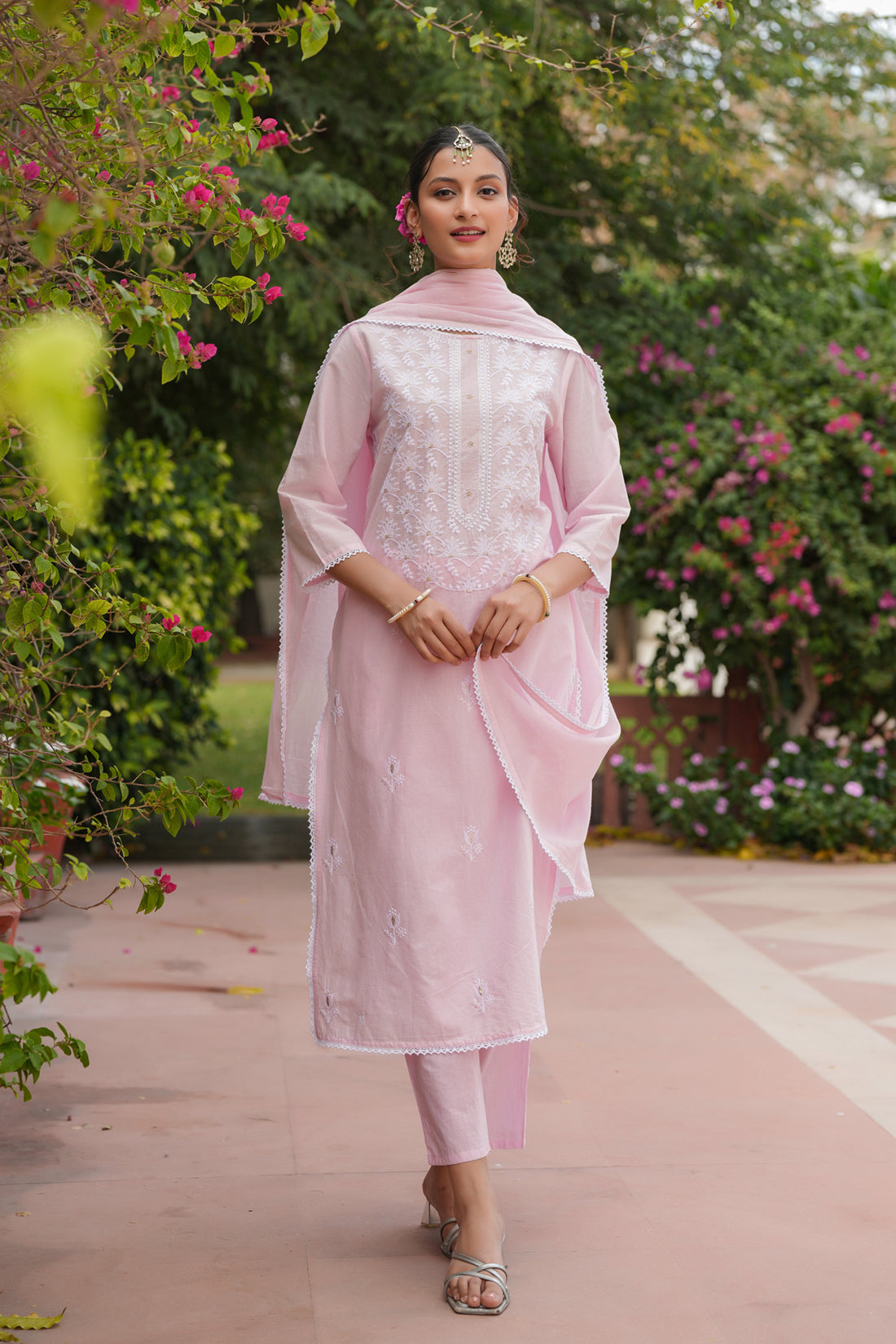 Pink Chikankari Suit Set
