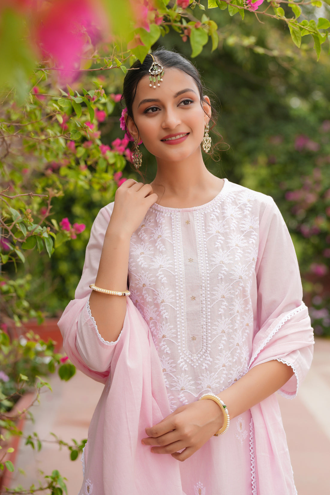 Pink Chikankari Suit Set