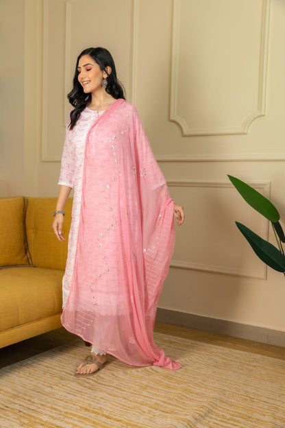 Pink Tie And Dye Kurta Set