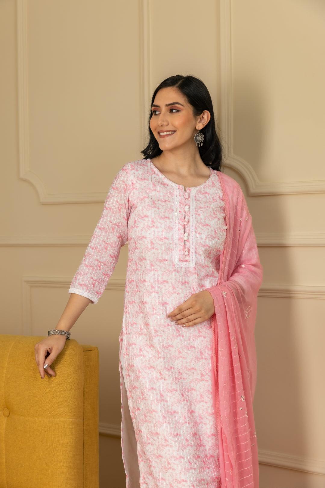 Pink Tie And Dye Kurta Set