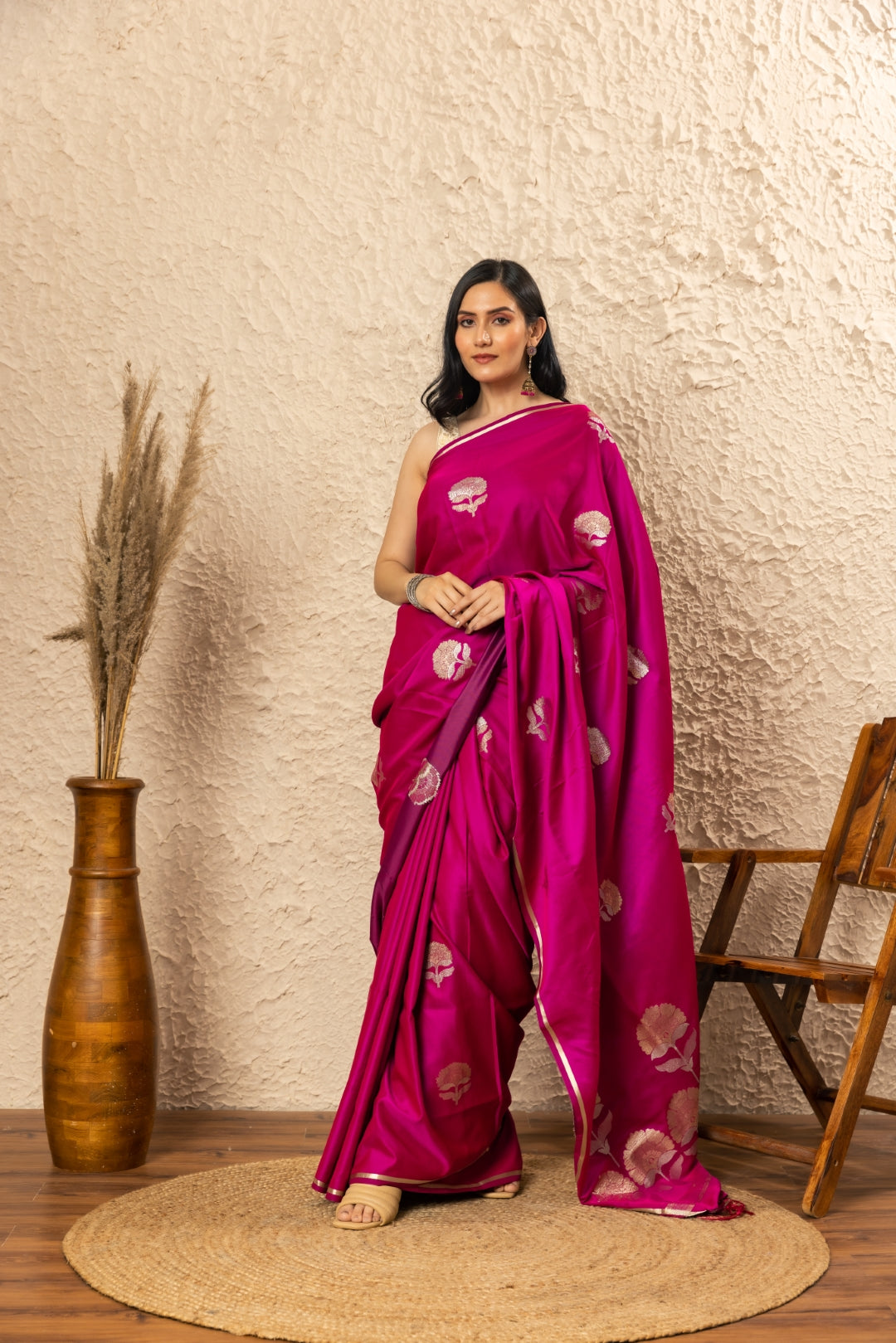 Pink Satin Saree With Blouse 273643