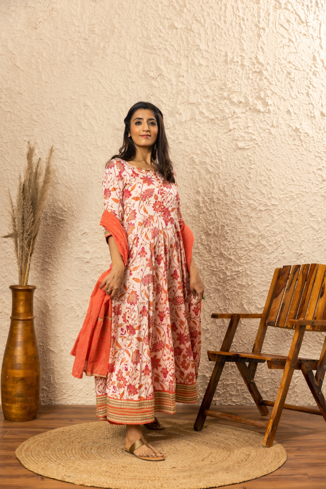 Block Floral Printed Dress Set