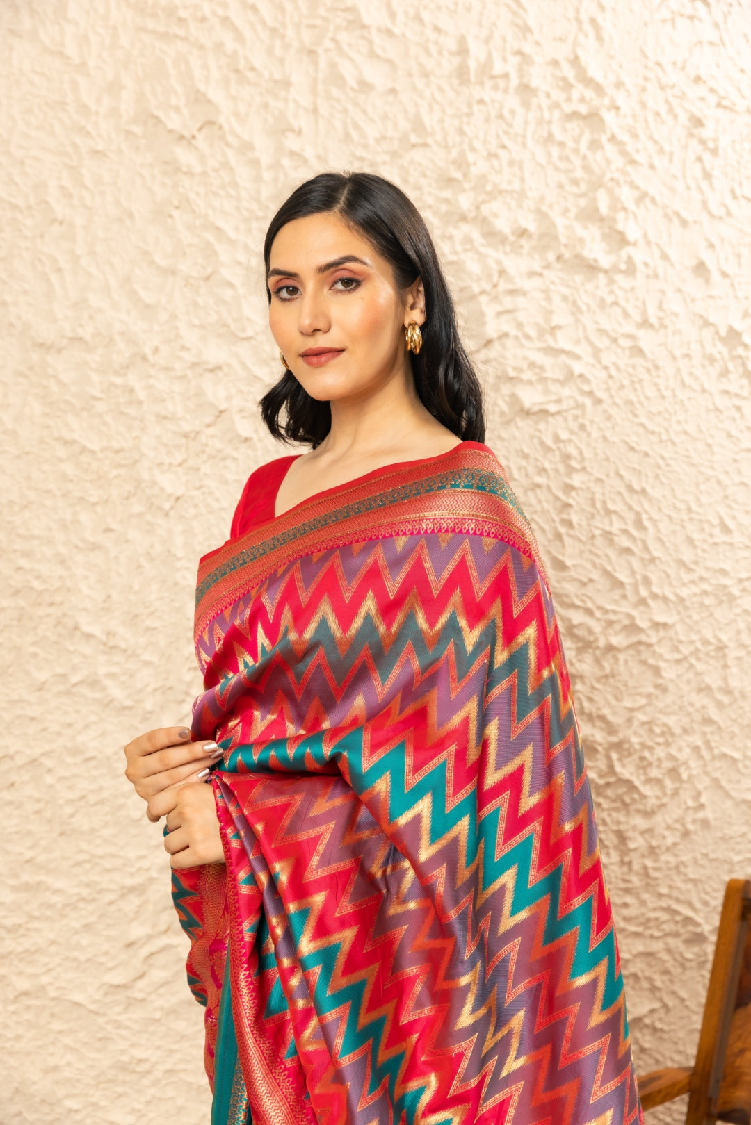 Multicolor Banarsi Silk Saree.