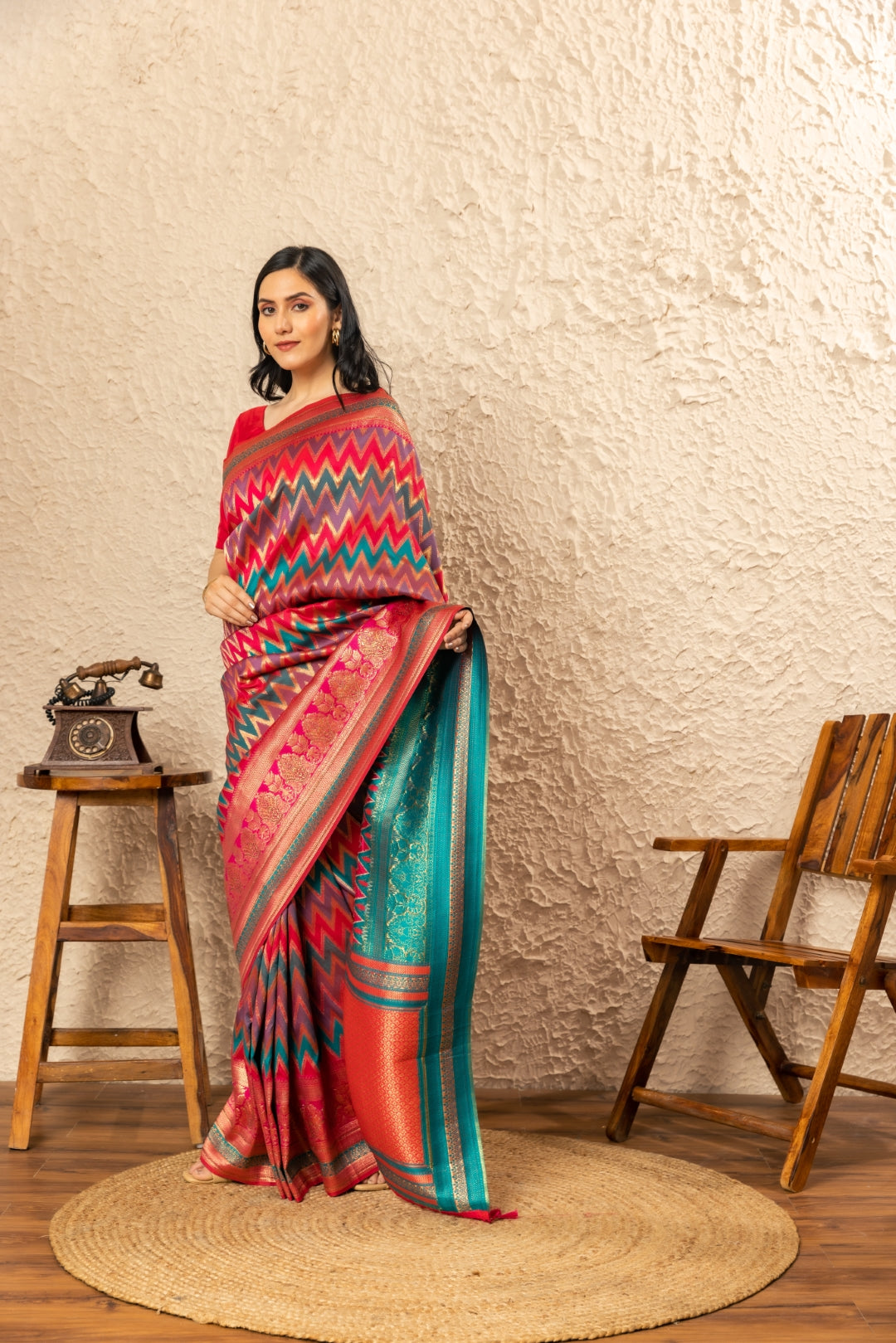 Multicolor Banarsi Silk Saree.