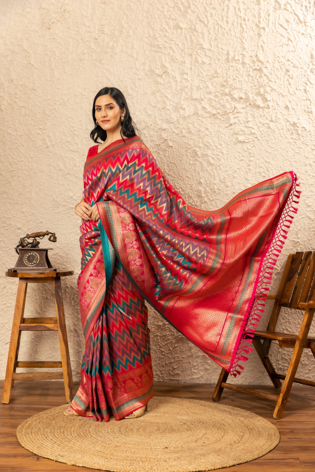 Multicolor Banarsi Silk Saree.