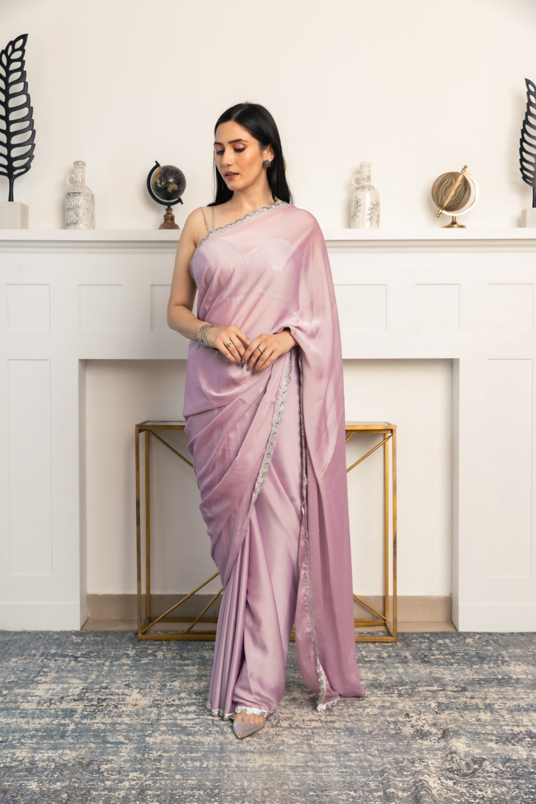 ATTRACTIVE HOT PINK OMBRE SATIN SAREE | Hunar Designs