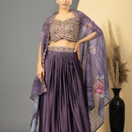 Purple Skirt Set With Cape