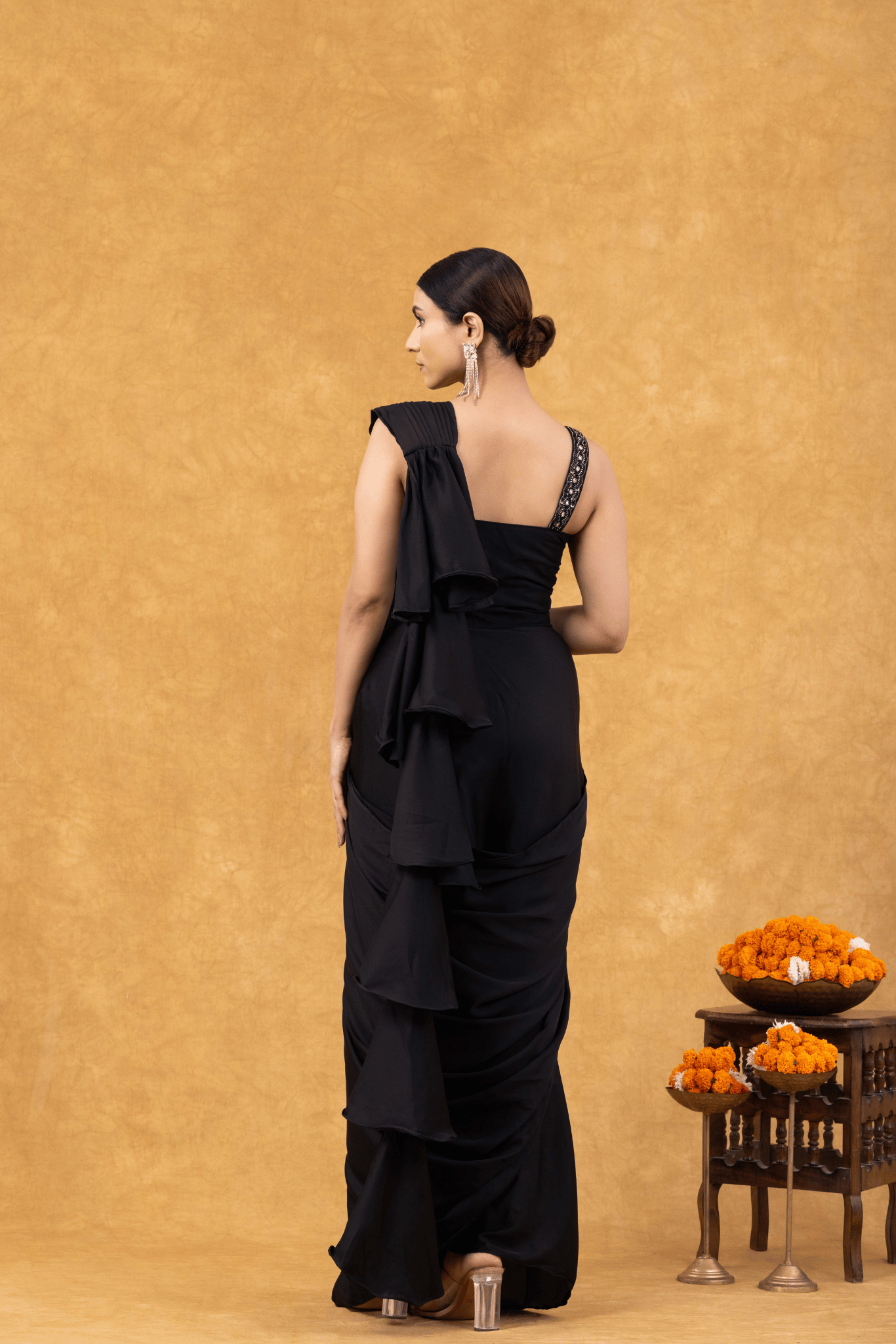 Midnight Ruffles &amp; Corset Charm Saree