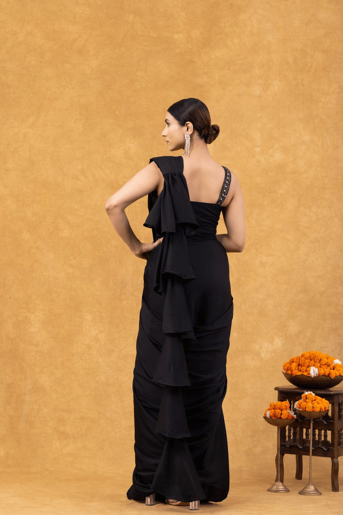 Midnight Ruffles &amp; Corset Charm Saree