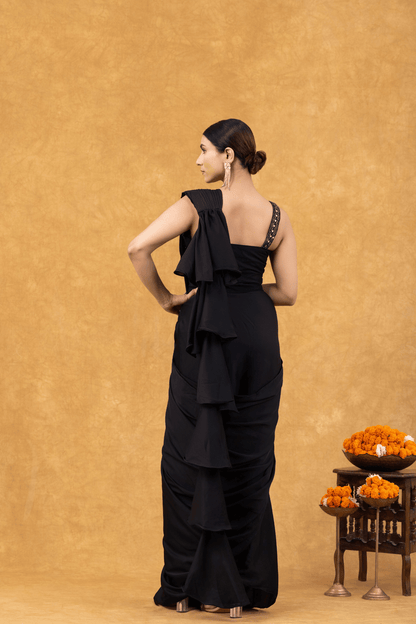 Midnight Ruffles &amp; Corset Charm Saree