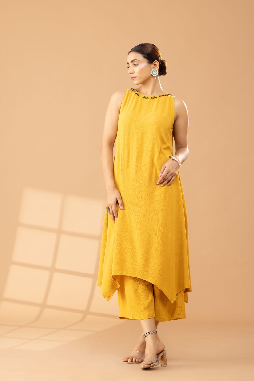 Mustard Cotton Kurta Set