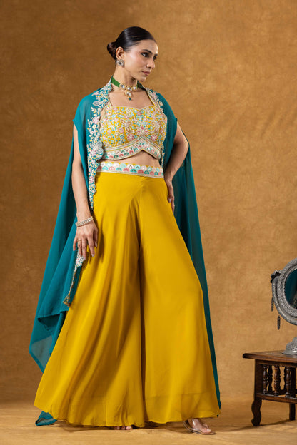 Teal &amp; Marigold Cape Palazzo Set