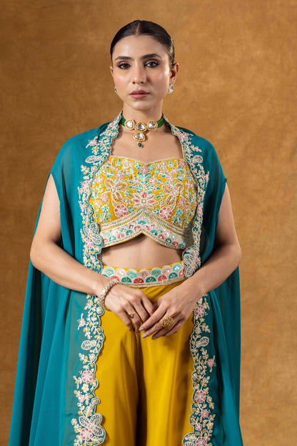 Teal &amp; Marigold Cape Palazzo Set