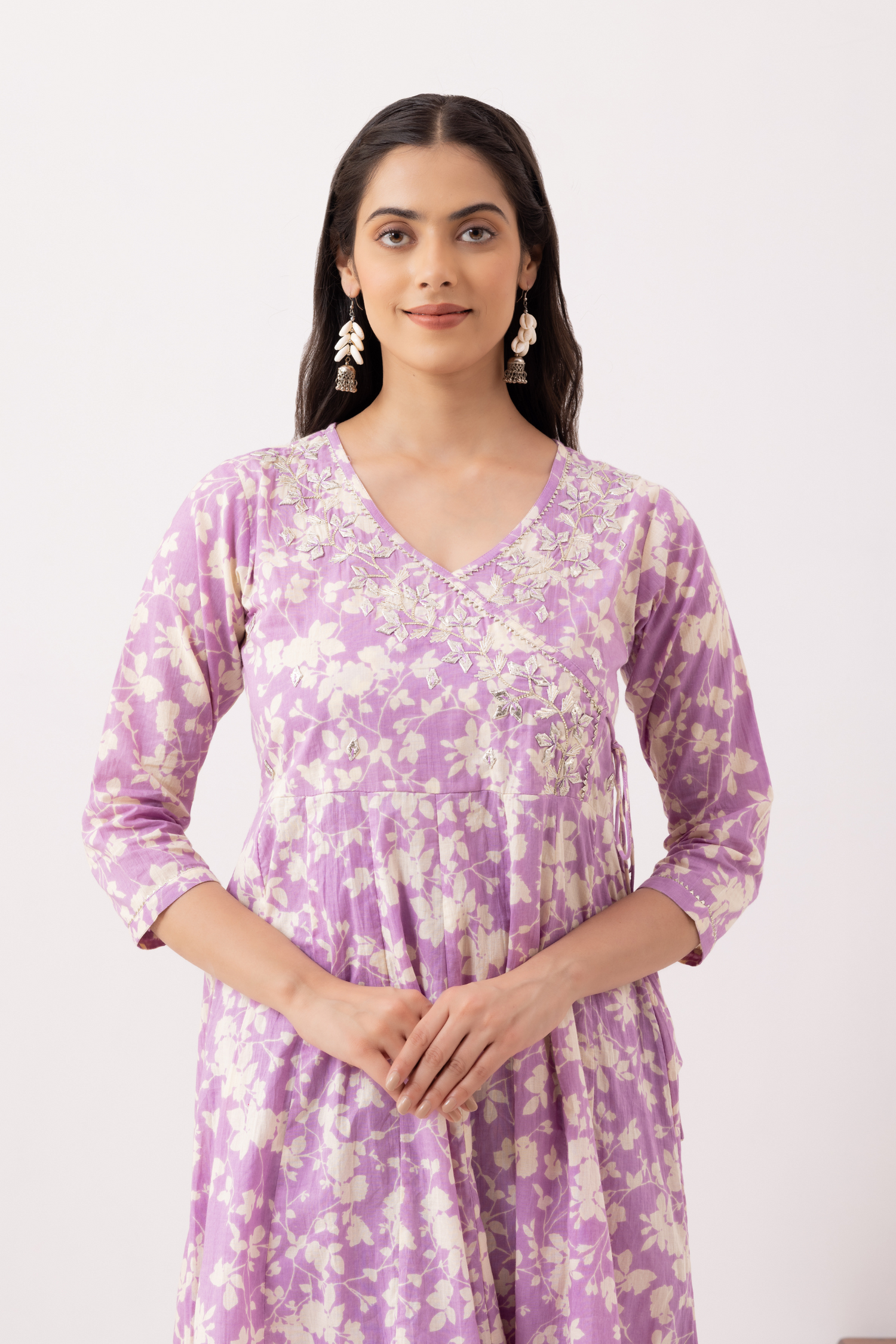 Angrakha style Lilac Gota Patti Anarkali Suit Set