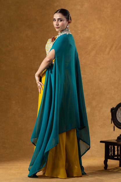 Teal &amp; Marigold Cape Palazzo Set