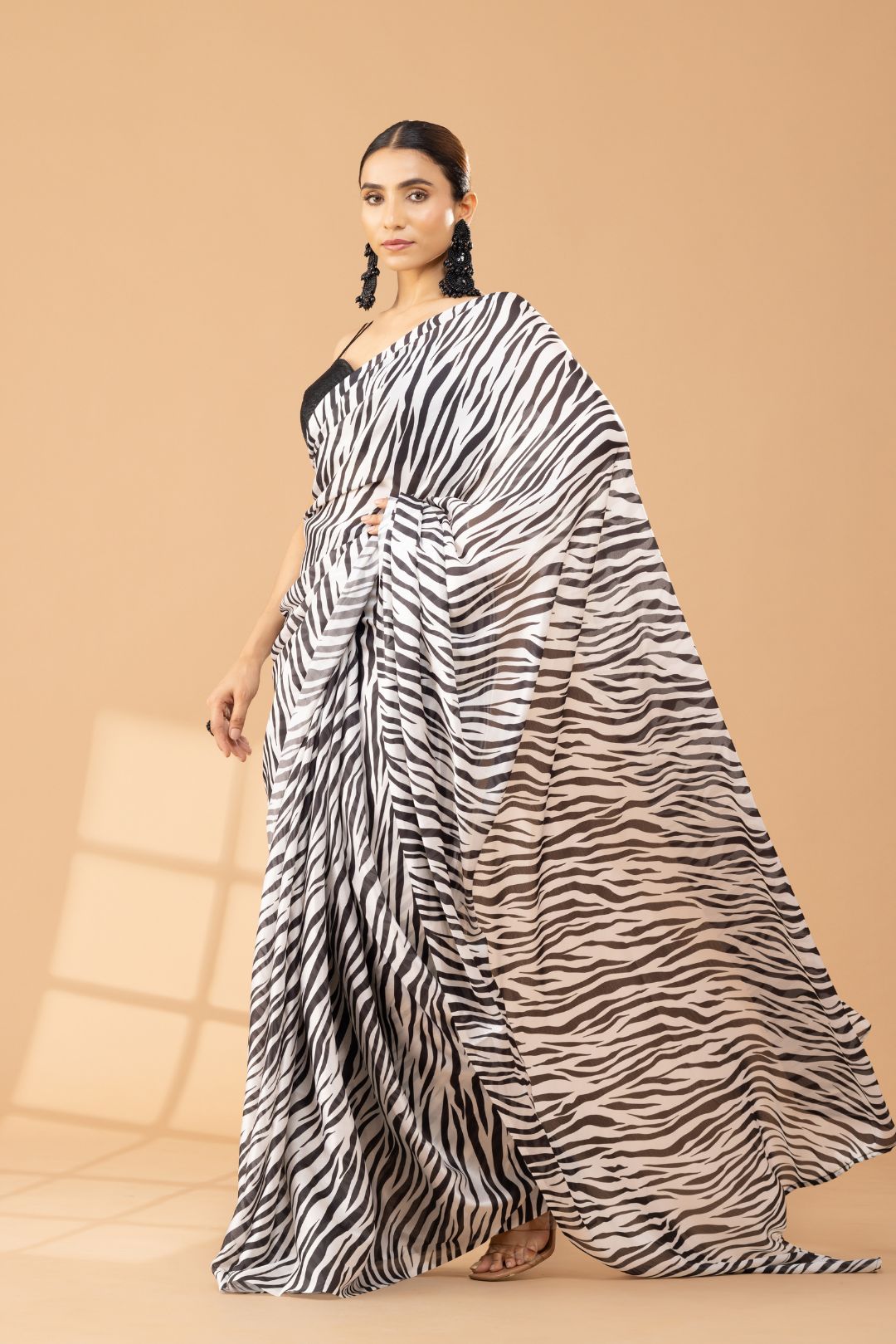 Zebra Printed Saree