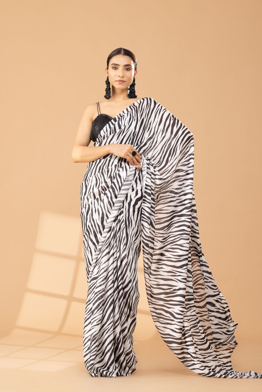 Zebra Printed Saree
