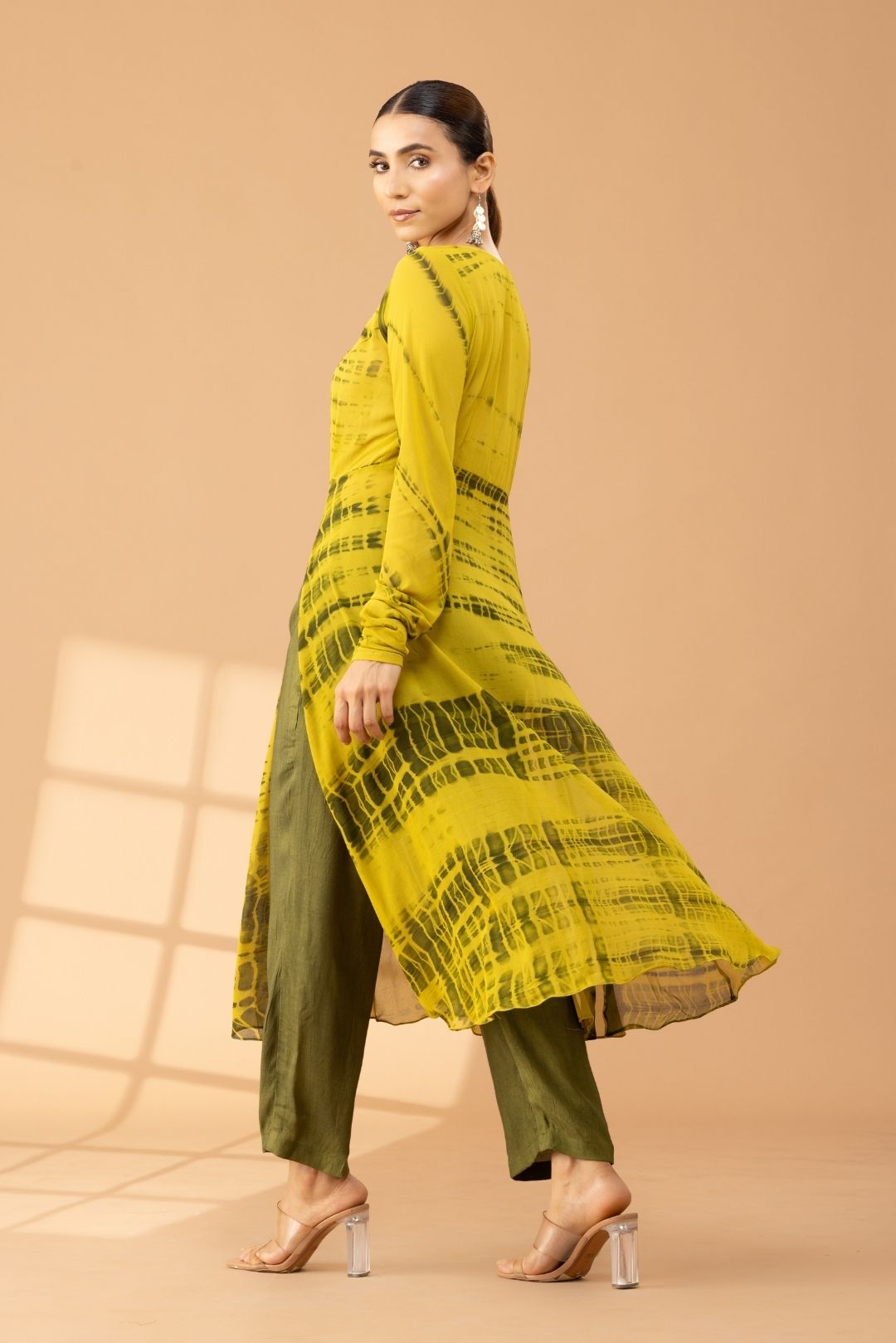 Green Tie &amp; Dye Georgette Kurta Set