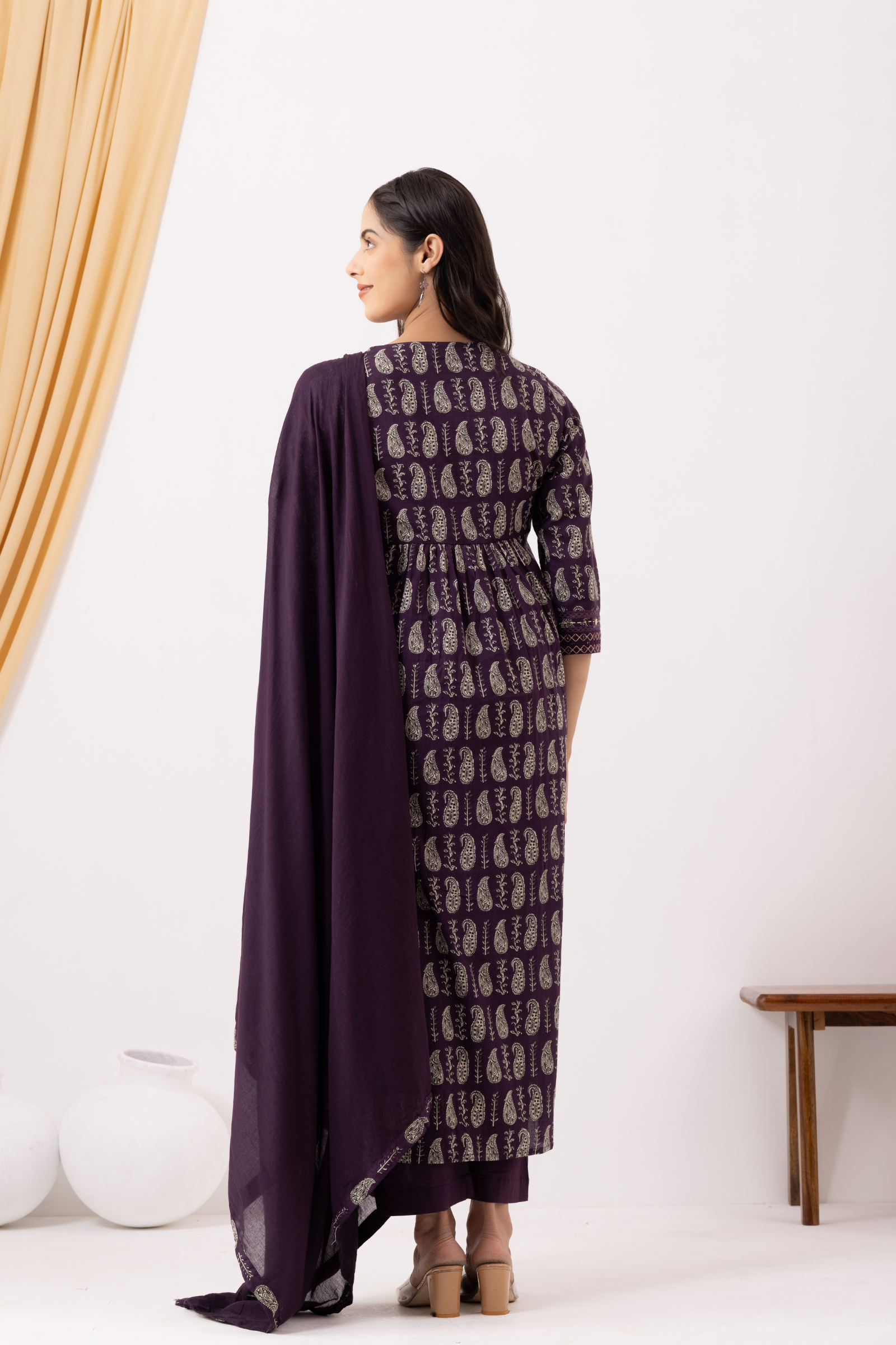 Ethnic Motifs Printed A-Line Kurta Pant with Dupatta Set