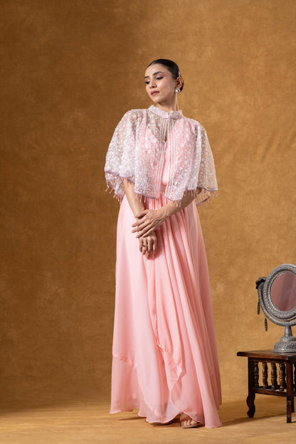 Blush Pink Pearl Cape Drape Set