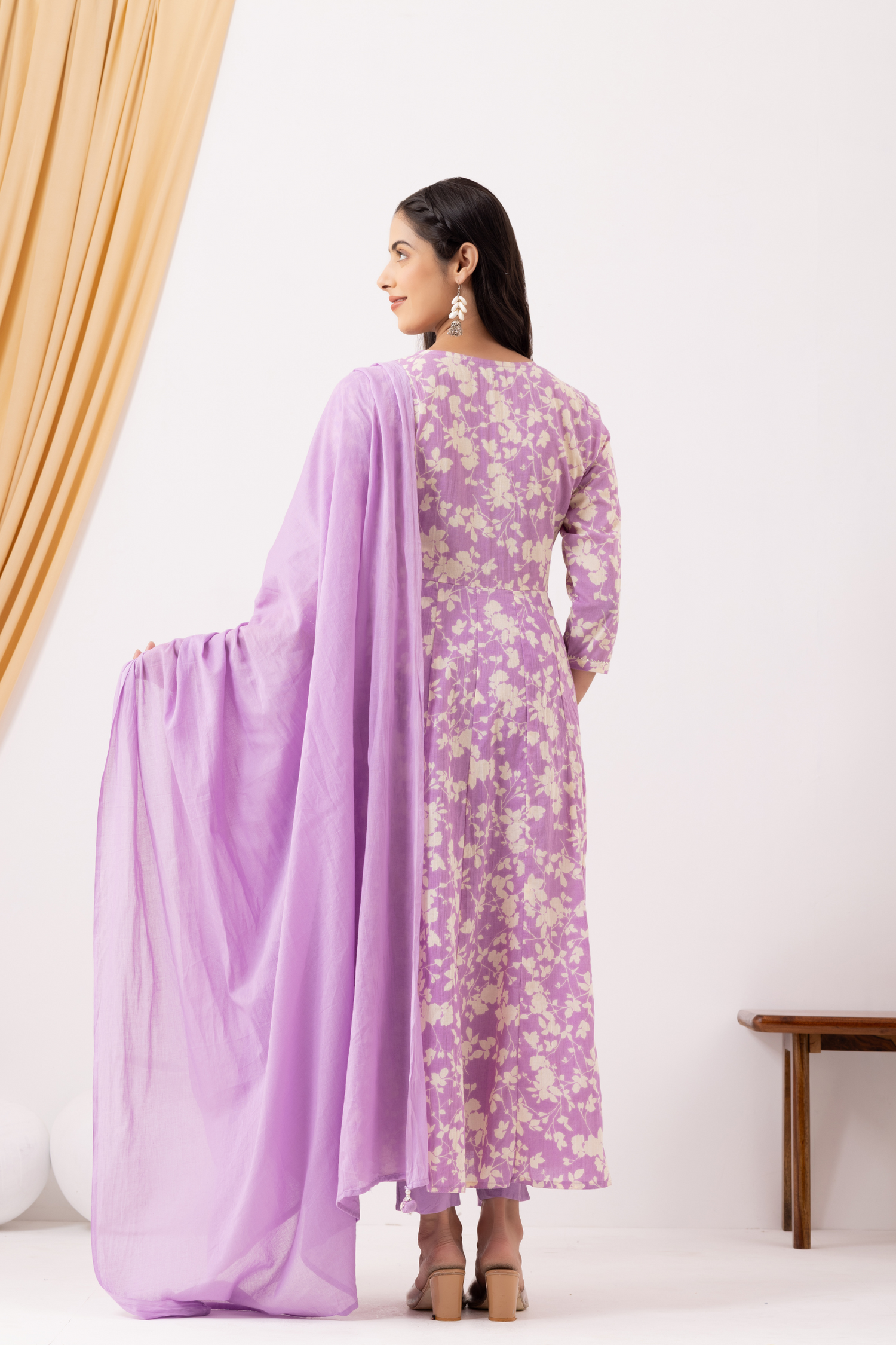 Angrakha style Lilac Gota Patti Anarkali Suit Set