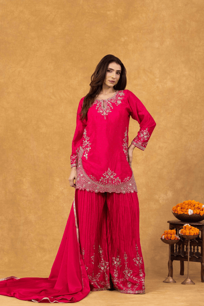 Magenta Pink Sharara Ensemble