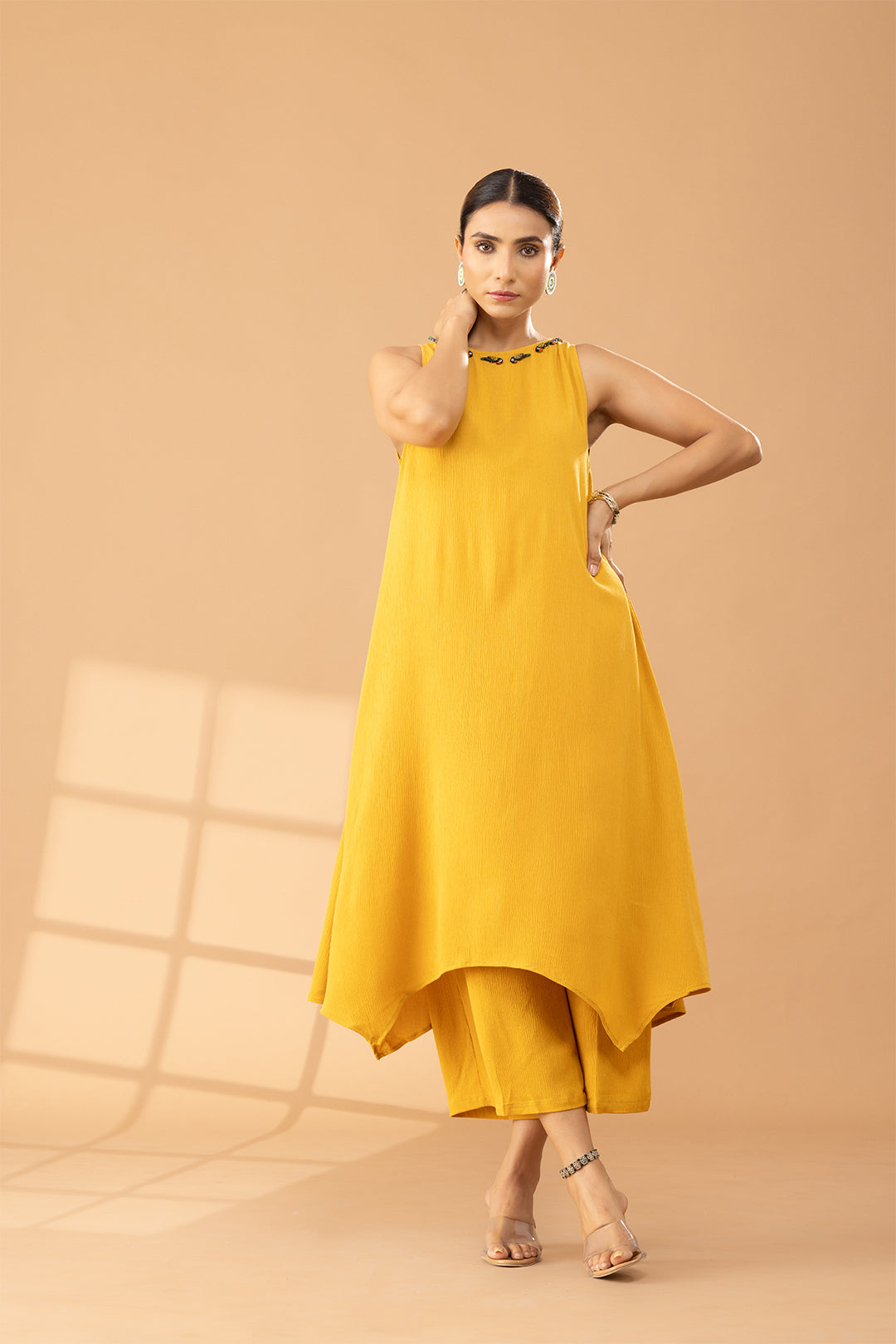 Mustard Cotton Kurta Set