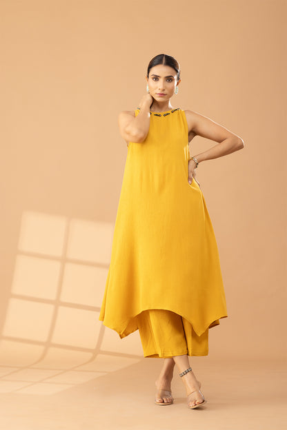 Mustard Cotton Kurta Set