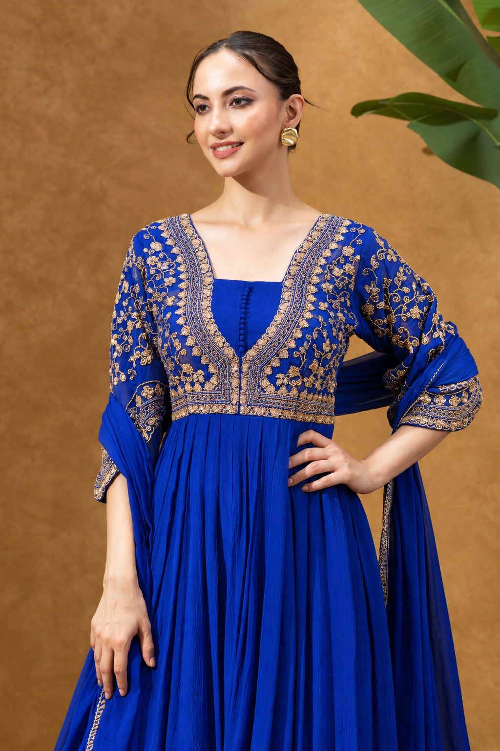 Blue Embroidered Anarkali Gown