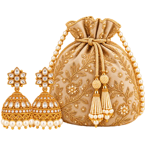 BOTH GIFTS — Earrings + Potli