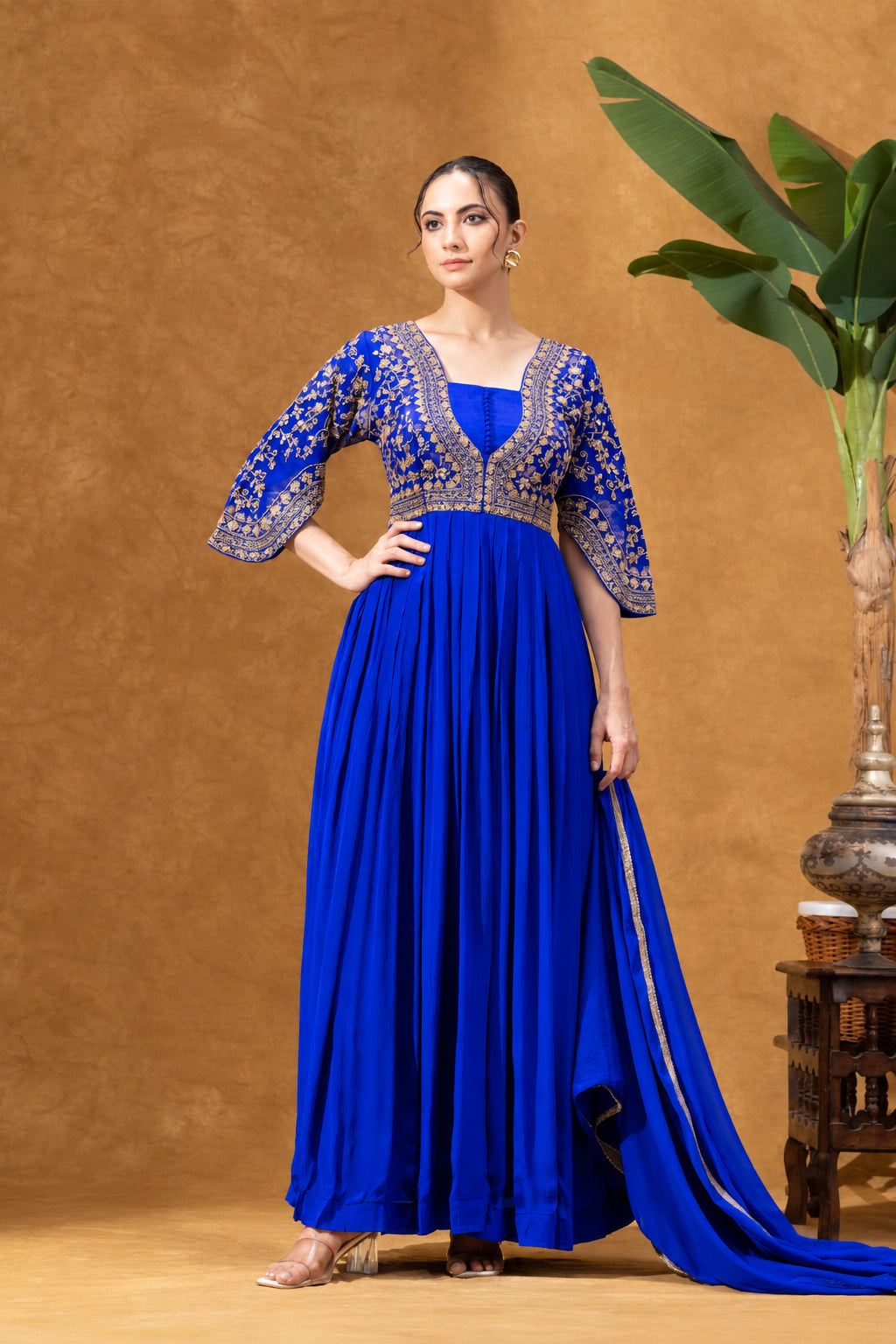 Blue Embroidered Anarkali Gown
