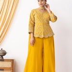 Yellow Sharara with Full Embroidered Top & Choker Dupatta