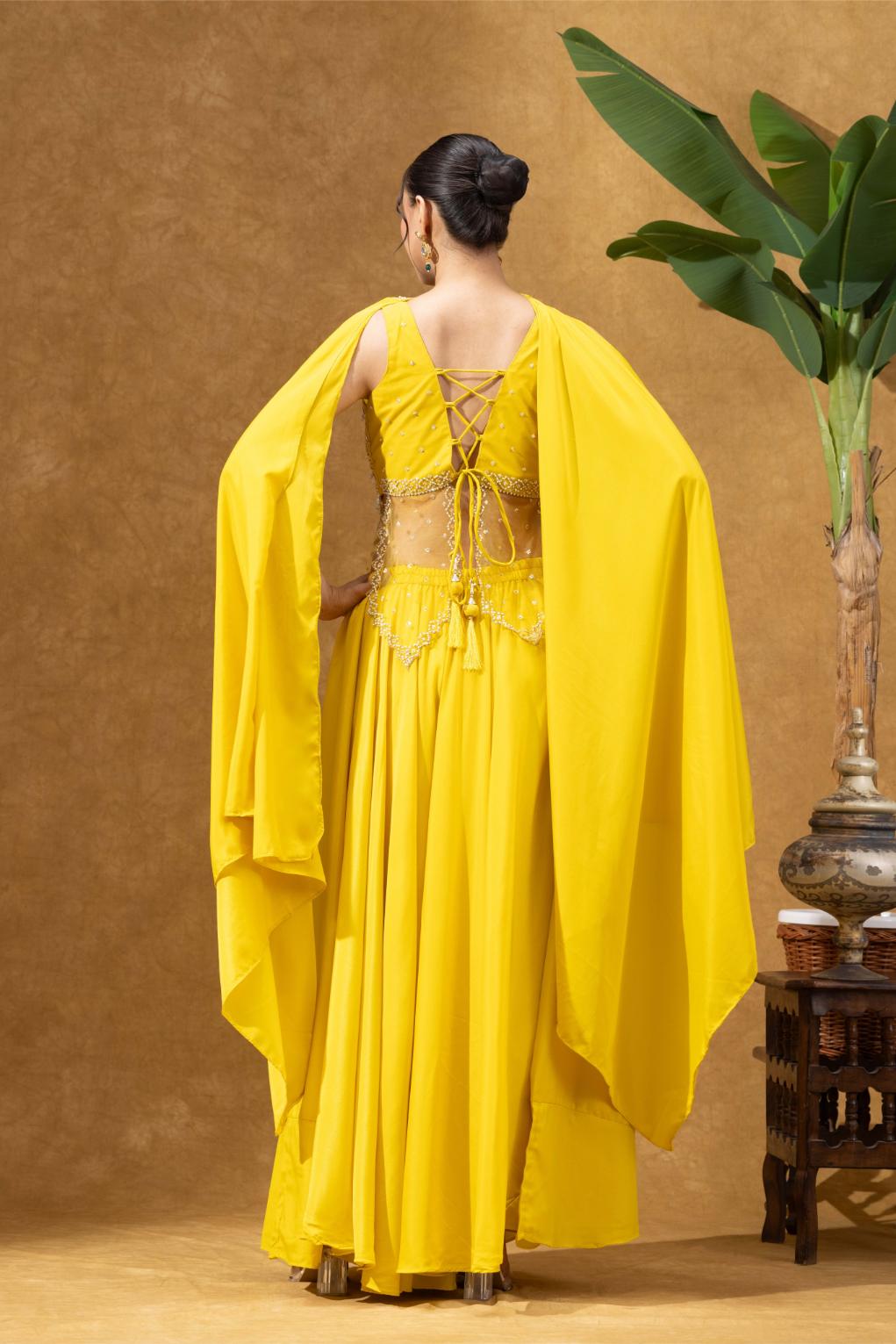 Sunshine Yellow Embroidered Sharara Set