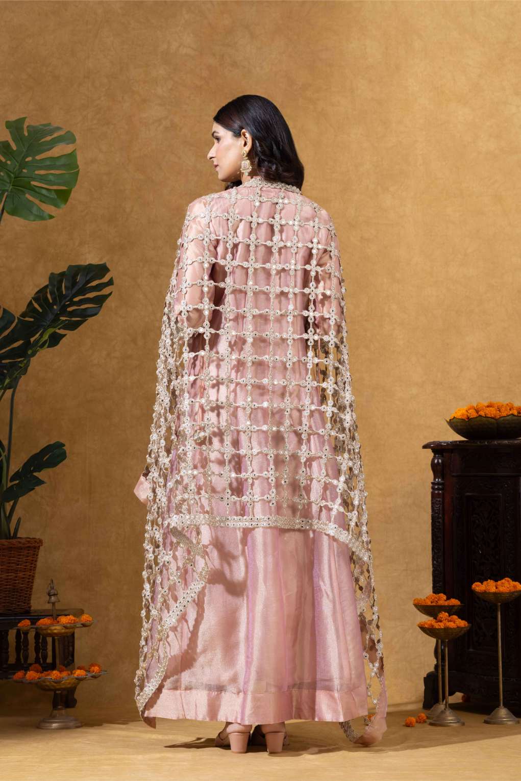 Blush Pink Embroidered Anarkali with Statement Dupatta