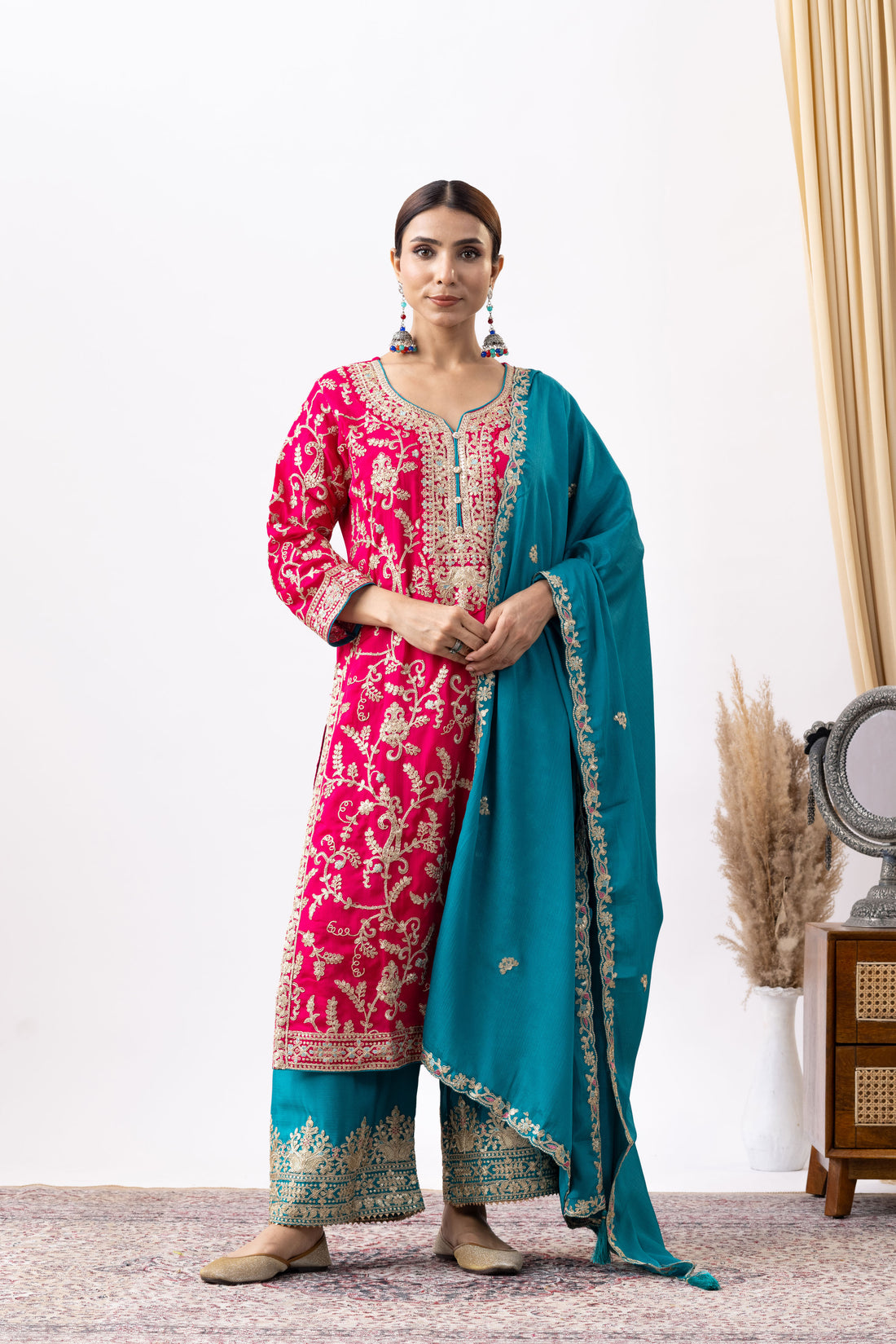 Rani Embroidered Chinon Palazzo Set