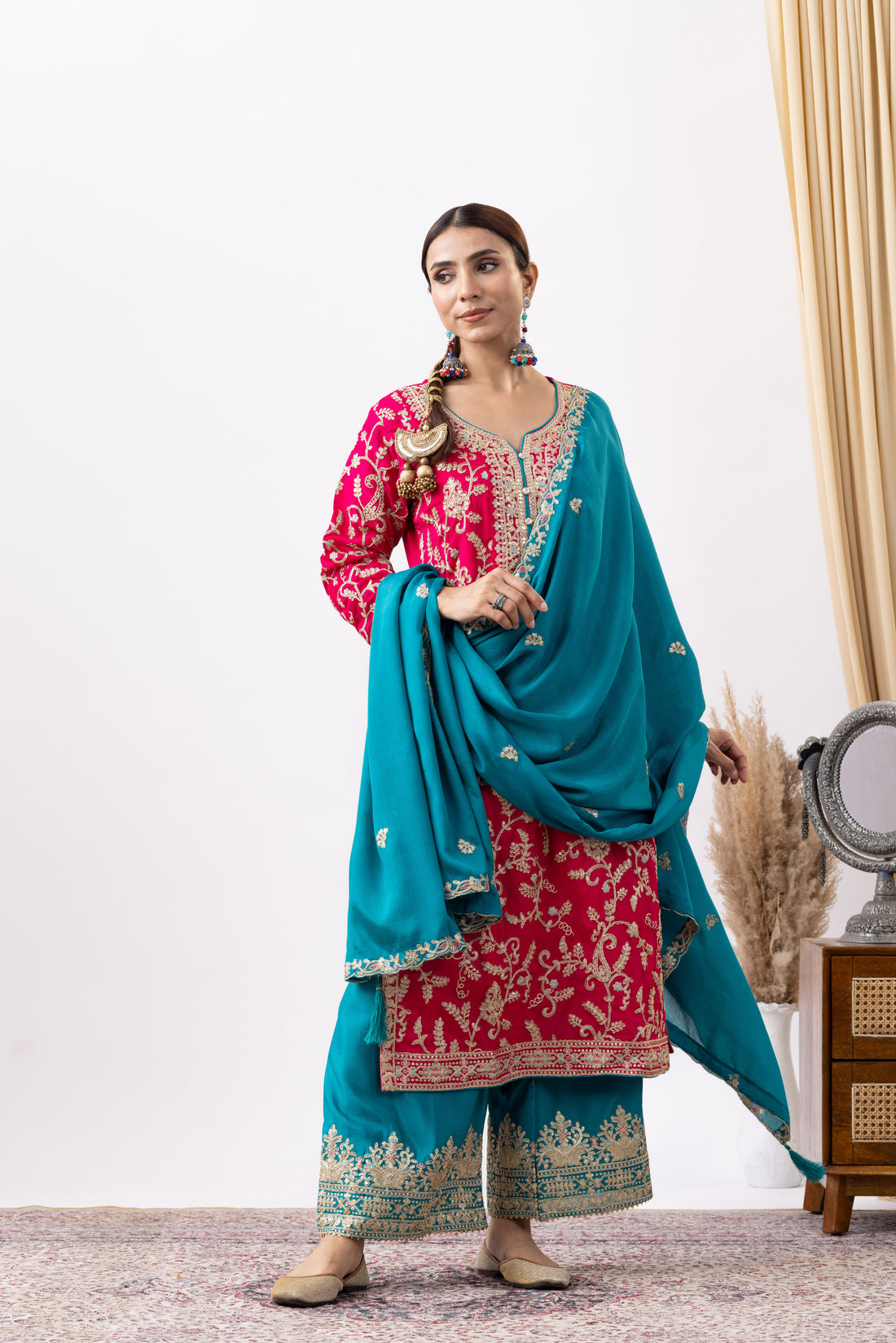 Rani Embroidered Chinon Palazzo Set