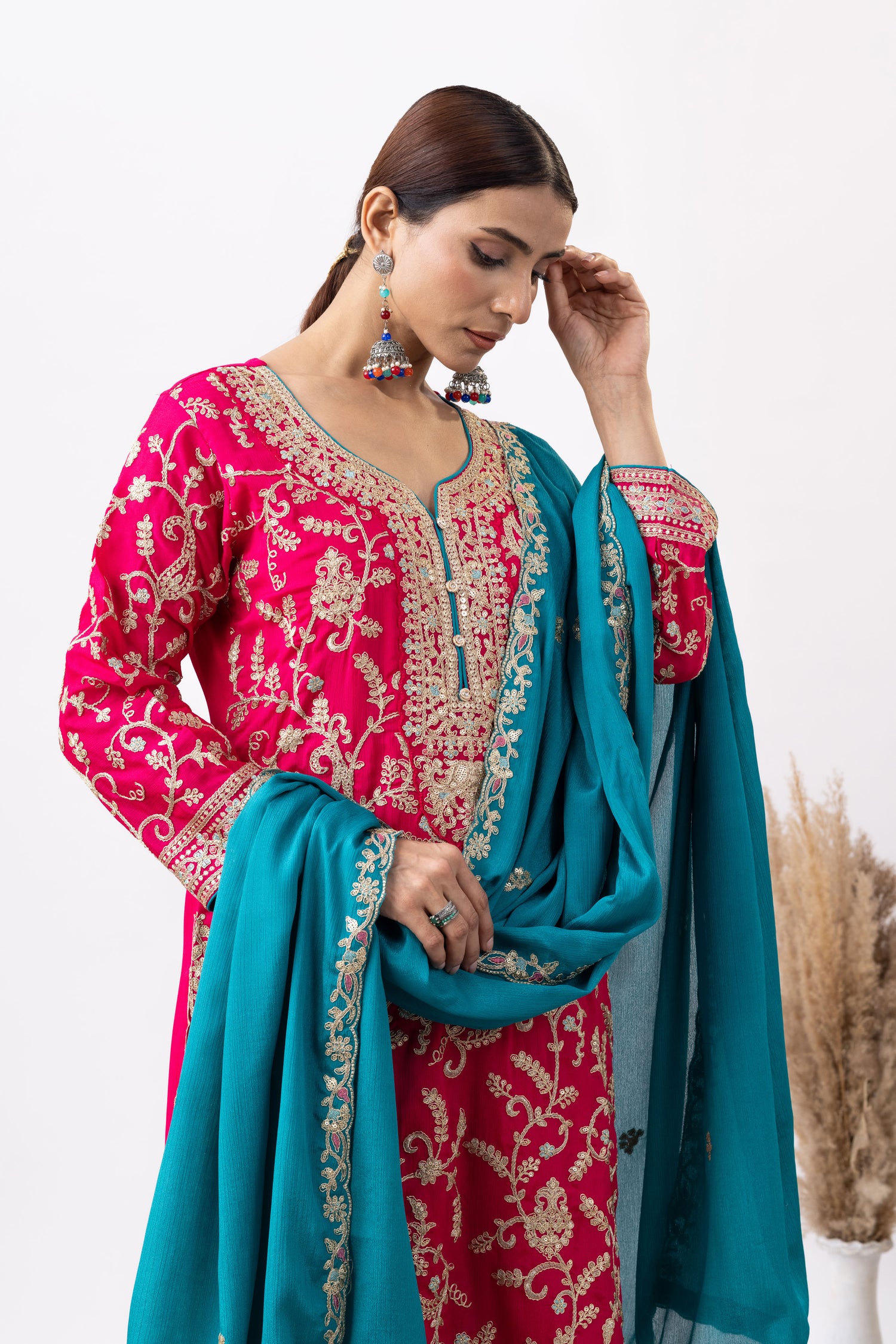 Rani Embroidered Chinon Palazzo Set