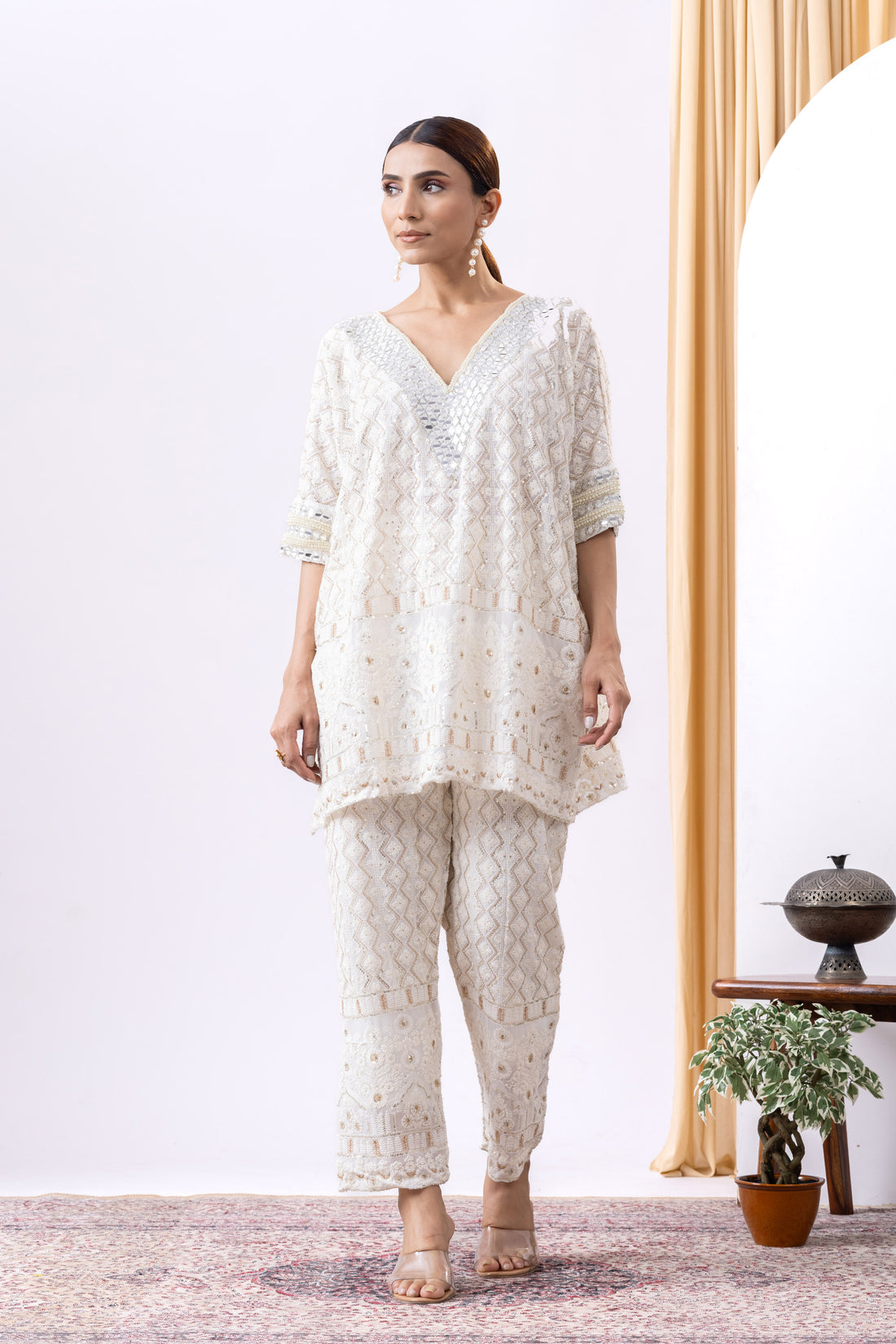 Chikankari Ivory Co-ord Set