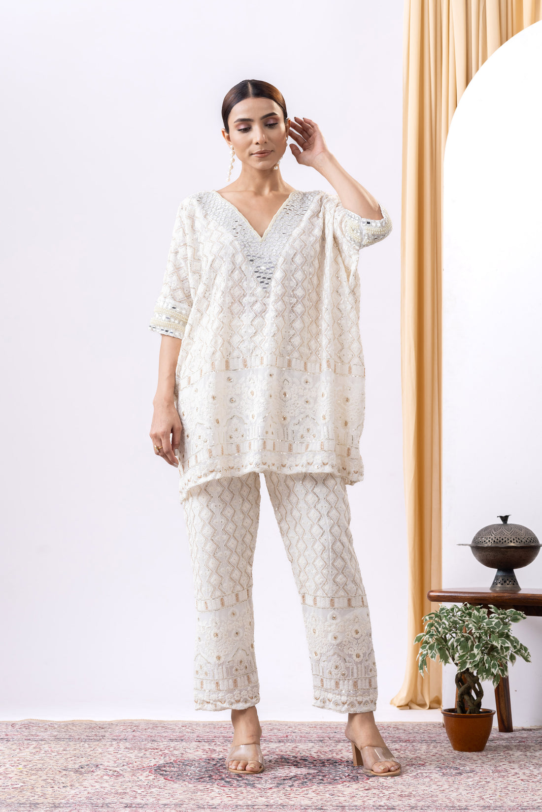 Chikankari Ivory Co-ord Set