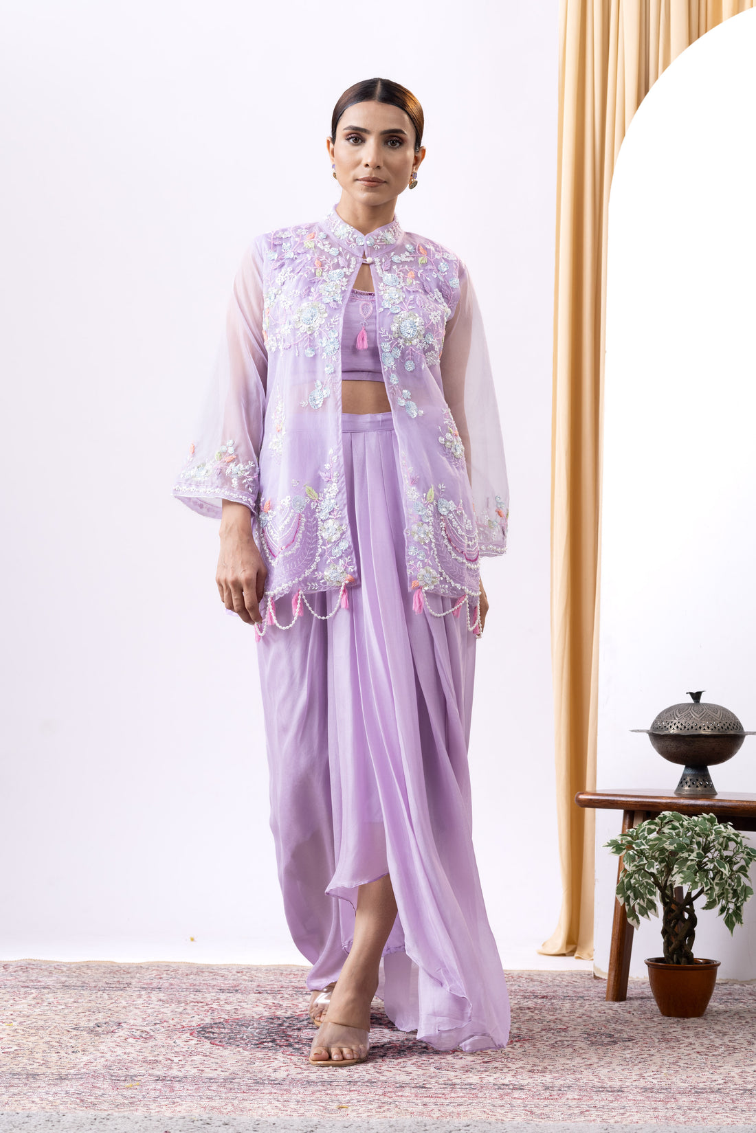 Delicate Lavender Cape and Skirt Coord Set