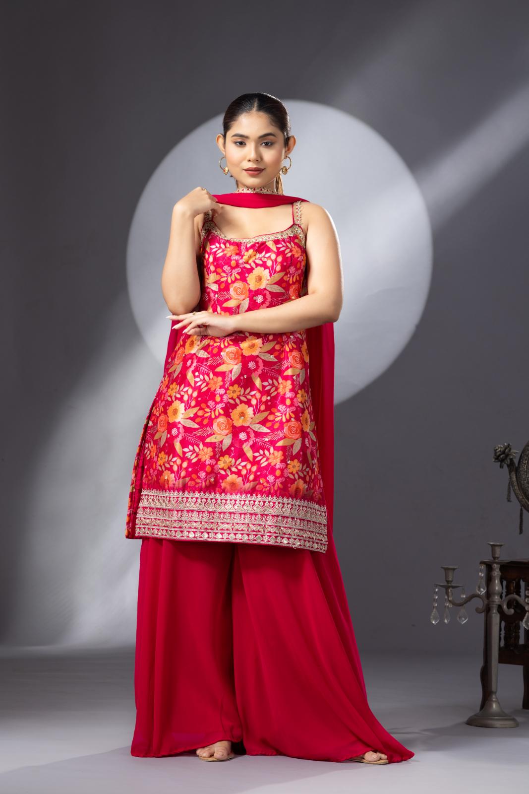 Hot Pink Sharara Set