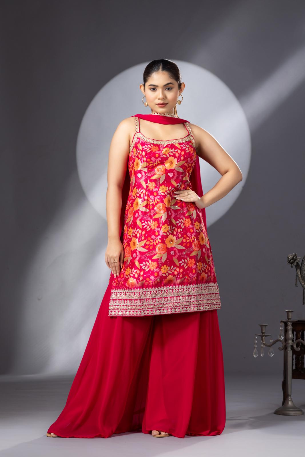 Hot Pink Sharara Set